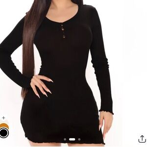 Elegant Black Ribbed Dress  Fashion Nova NWT